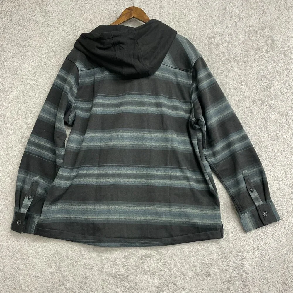 NEW Quiksilver Men's XL Black Hooded Flannel Shirt Jacket  G1409